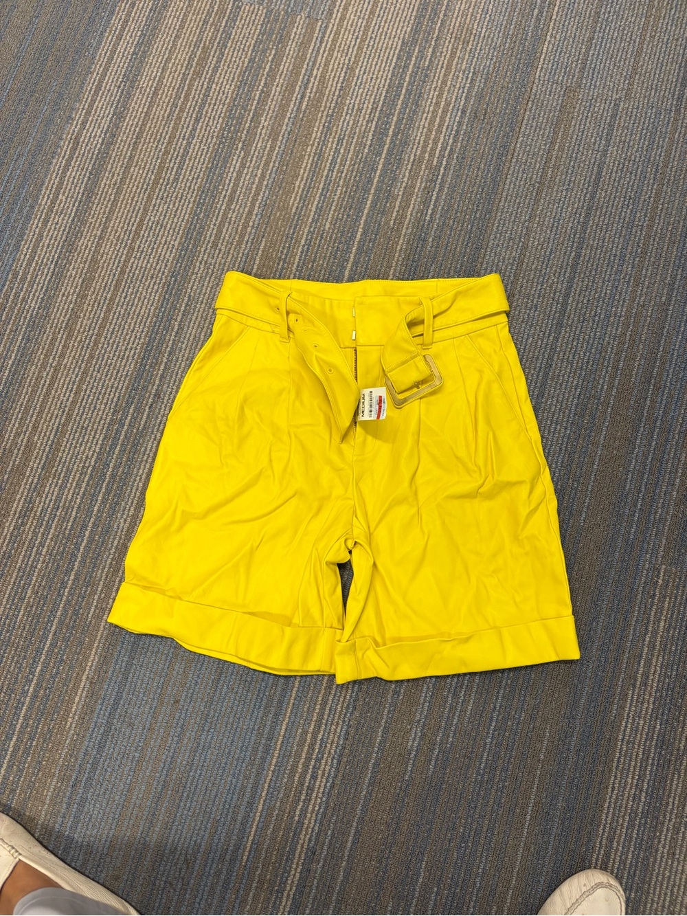 INC International Concepts Bright Yellow High-Waist Cuffed Shorts